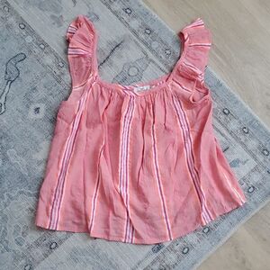 Vineyard Vines Pink Striped Lightweight Flutter Sleeve Tank SzL